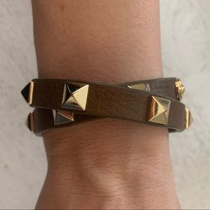 Stella & Dot gold studded wrap bracelet